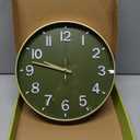 HZDHCLH Wall Clocks Battery Operated,12 inch Silent Non Ticking Modern Wall Clock for Living Room Bedroom Kitchen Office Classroom Decor (Olive Green and Gold)
