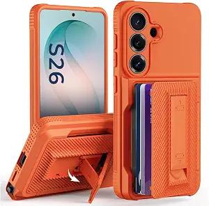 for Samsung Galaxy S26 Case Wallet with Card Holder (4-5Cards),[RFID Blocking][Kickstand][Military Drop Protection] Full Camera Protection Wallet Case for Samsung S26 Orange
