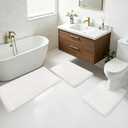 Toilet Rugs U-Shaped 24"x20", Absorbent Contour Bath Rug, White