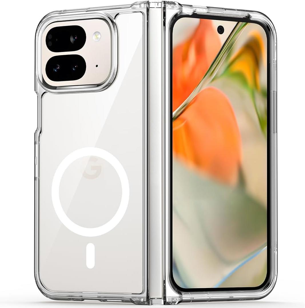 TIANNIUKE Magnetic Case for Google Pixel 9 Pro Fold, Transparent and Yellow Resistant,Compatible with MagSafe,Slim Fit Shockproof Protective Phone Case for Pixel 9 Pro Fold Case (Transparent) (Clear)
