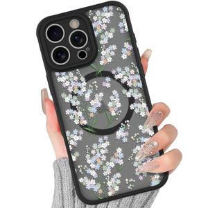 BITOBE Floral Case for iPhone 16 Pro [Compatible with MagSafe] - Black