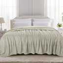 TOONOW Fleece Bed Blanket Queen Size 90x90 inches, Super Soft Fluffy Fuzzy Plush Blanket Geometric Pattern Cozy Microfiber Flannel Blankets for Couch, Bed, Sofa, Pumice Stone