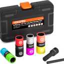 Lug Nut Socket Set, 8 Size 1/2-Inch Drive Wheel Impact Flip Hex Socket Set, Non-Marring & Thin Wall Lug Nut Socket Set, Lug Nut Removal Tool For Car, Cr-Mo Steel, W12206 (SAE&METRIC)