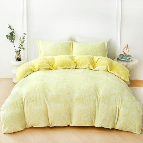 HCORA Faux Fur Duvet Cover, Luxury Ultra Soft Fluffy Plush Velvet Comforter Cover with 2 Pillowcases, Cozy Warmth, No Shedding, Zipper Closure, 3PC, King Size