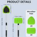 Beieverluck 20 Pieces Windshield Cleaner Tool, Inside Car Windshield Cleaning Tool with 12 Microfiber Pads, 4 Spray Bottle, and Extendable Handles Car Window Cleaning Tool Kit, Green