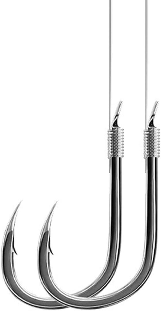 AMHDV Pre Tied Fishing Hooks on Line, Small Fish Hook with Leaders (Pack of 20) (10# (3.3-6.6lb), Black)