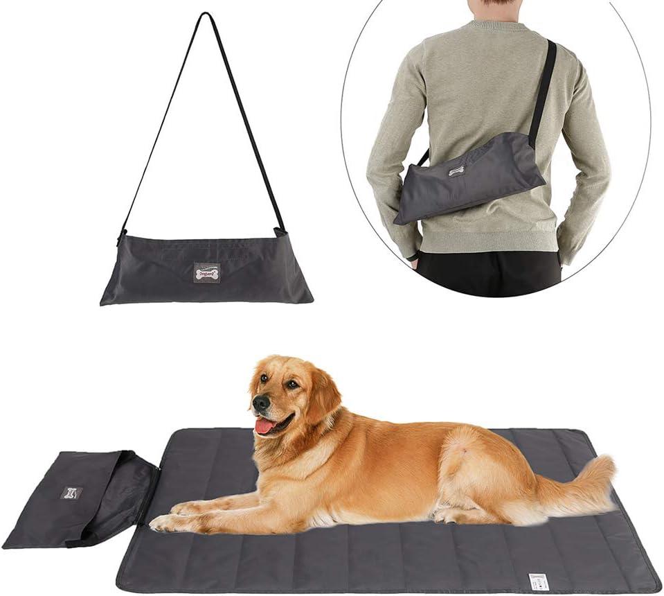 ROZKITCH Outdoor Pet Dog Pad 39"x28" Portable Reversible Waterproof Summer Sleeping Mat Reusable Machine Washable Easy to Clean&Carry Camping Travel Mat for Small Medium Large Dogs (Dark Grey)