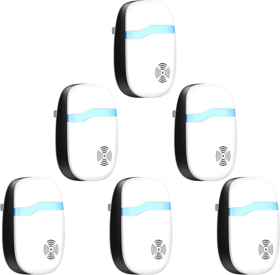 Ultrasonic Rodent & Pest Indoor Repeller, Repellent for Mouse, Mice, Rats, Roaches, Ants, Spider, Silent for Home Use (6 Pack)