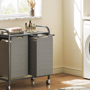 ALOFA Laundry Basket, Laundry Hamper 2 Section, Laundry Bags, Laundry Hamper with Shelf, DIY Letter Stickers, Grey