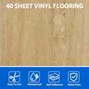 AKOLAFE 40 Sheet Vinyl Flooring 12x12 Peel and Stick Floor Tile Waterproof Clearance Vinyl Floor Tiles Light Wood Self Adhesive Floor Tiles Sticky Laminate Flooring for Bathroom Kitchen Basement RV