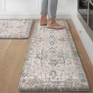 GENIMO 17.3"x47"+17.3"x30"-0.47 Kitchen Mats for Floor 2PCs, Washable Anti Fatigue Mat for Cushioned, Waterproof Kitchen Rugs, Non Slip Comfort Standing Mat Rug for Home, Sink, LightTaupeBrown GENIMO 17.3"x47"+17.3"x30"-0.47 Kitchen Mats for Floor 2PCs, Washable Anti Fatigue Mat for Cushioned, Waterproof Kitchen Rugs, Non Slip Comfort Standing Mat Rug for Home, Sink, LightTaupeBrown