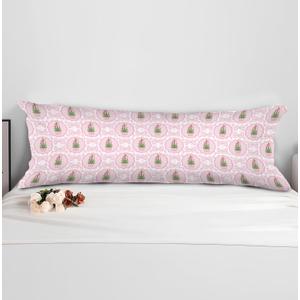 Pink Chinoiserie Christmas 20x54 Body Pillow Cover with Zipper,Grandmillennial Christmas Decor,Coquette Preppy Pink Bow Xmas Striped Decorative Long Hug Pillow Cases for Bed Couch