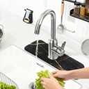 Sink Faucet Mat Black Marble Kitchen Splash Guard Absorbent Bathroom Sink Mat Around Faucet 15" x 5.5" Drying Mats Stone Draining Mat