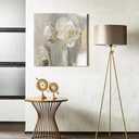 Goldfoilart Floral Wall Art Gold Pictures White Flower Canvas with Gold Foil Embellishment Paintings Textured Poster Framed Artwork for Living Room Bedroom Office Decorations 24" x 24"