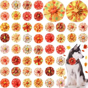 50 Pcs Collar Bows for dogs Bow Ties Flowers Charms Attachment for Small Medium Large Dogs Cats Collar Accessories Summer Party Costumes