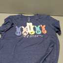 Women's Easter T-Shirt, Funny Bunny and Eggs Graphic Printed Crew Neck Short Sleeve Top, Size M