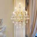 Modern Crystal Wall Sconce Lights- 6 Light Maria Theresa Crystal Wall Sconces Lighting Gold Wall Lamp Chandelier Light Fixtures for Living Room Wall Sconce Light Wall Mounted Lamp Indoor, 17" x 11.1" x 28.9"