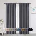Grey Blackout Curtains for Bedroom Living Room 72 Inches Long 2 Panels Set, Soft Solid Thermal Room Darkening French Door Curtain, Modern Rod Pocket Design, Grey, 40" Wx72 L