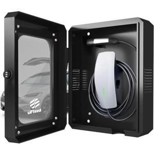 Outdoor EV Charger Enclosure Wall Box with Lock for Tesla Wall Charger and Chargepoint with Holder | Weatherproof Visible, Easy to Install, Black