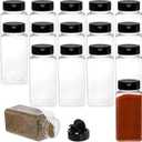 Tosnail 16 Pack 17 Fluid Oz Clear Plastic Spice Jars Spice Containers Spice Bottles Seasoning Organizer with Black Lids