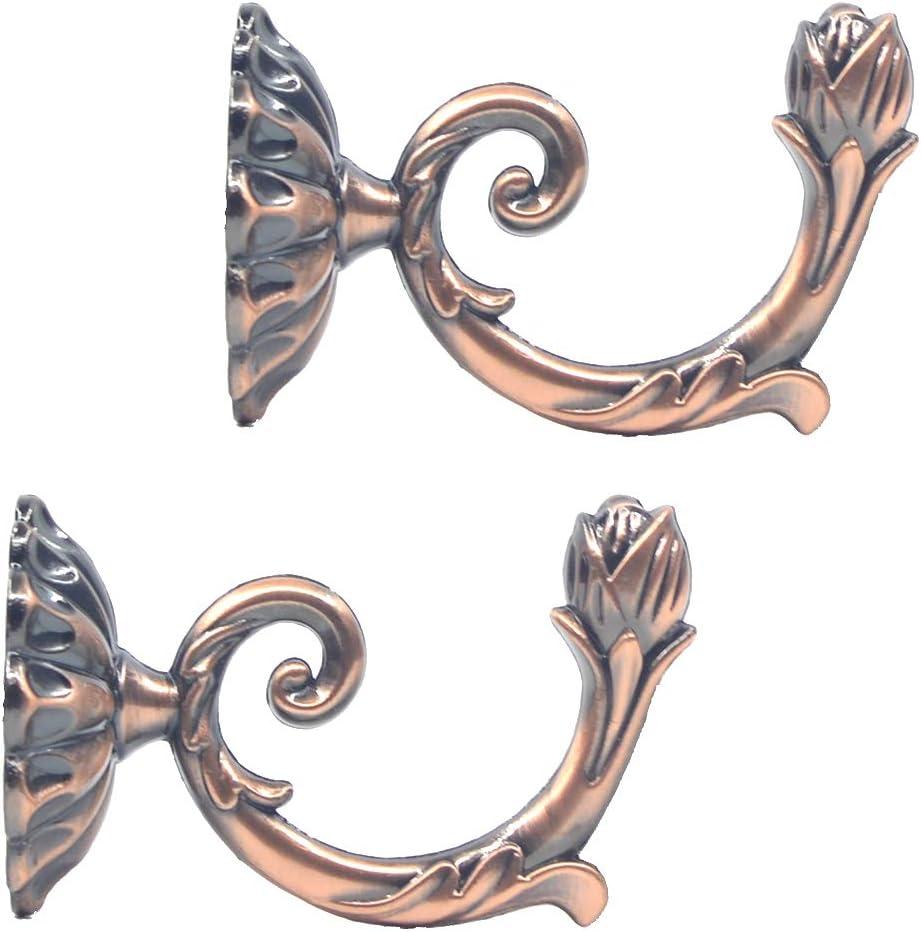 Ailejia 1Pair Curtain Tieback Hooks Metal Hooks Solid Color Simplicity European Crown Hook Design Curtain Holdbacks (red)