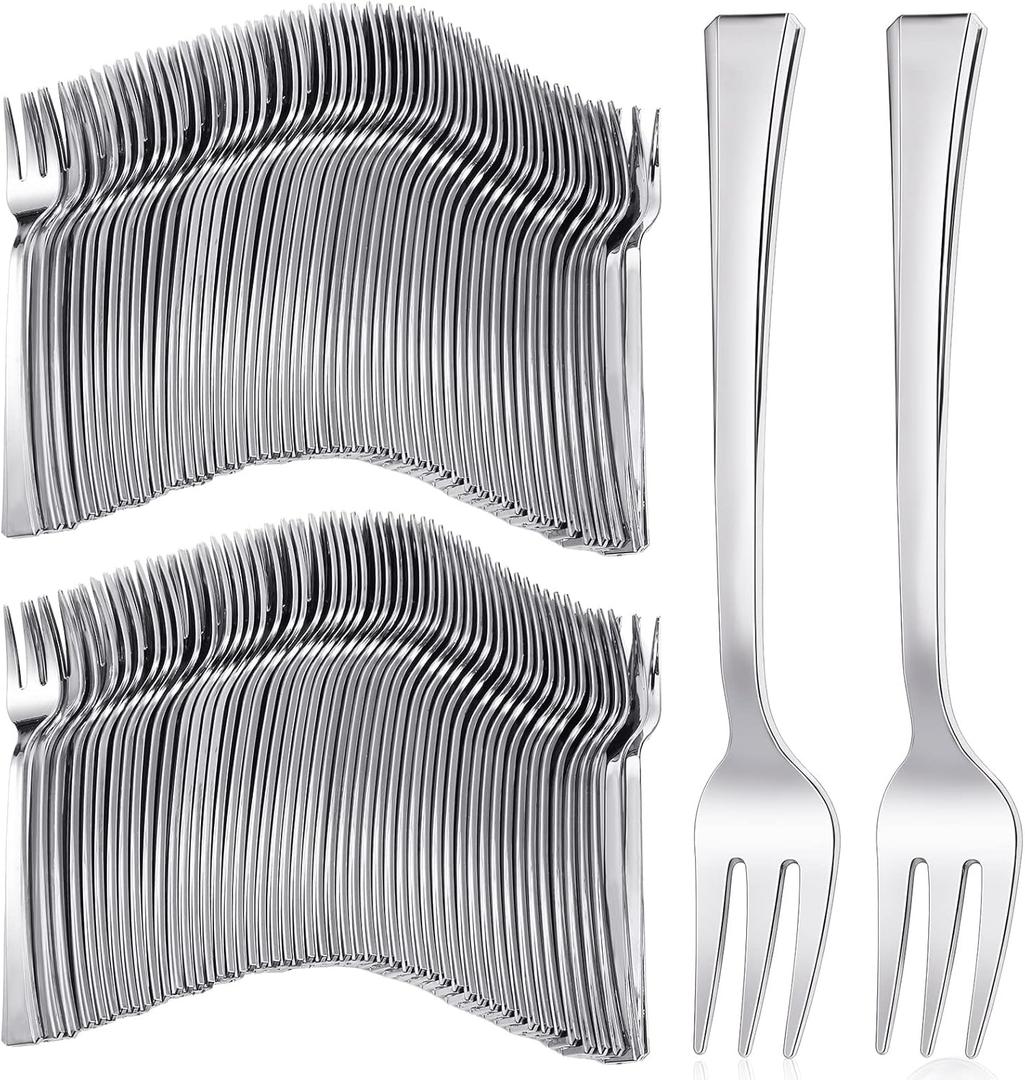 Yinkin 300 Pieces Plastic Mini Appetizer Forks 4.53 Inch Stainless Steel Finished Silver Disposable Silverware Heavy Duty Plastic Tasting Dessert Forks for Party Wedding Catering Yinkin 300 Pieces Plastic Mini Appetizer Forks 4.53 Inch Stainless Steel Finished Silver Disposable Silverware Heavy Duty Plastic Tasting Dessert Forks for Party Wedding Catering