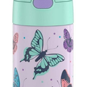 THERMOS FUNTAINER Water Bottle with Straw - 12 Ounce - Kids Stainless Steel Vacuum Insulated Water Bottle with Lid, Butterfly Frenzy
