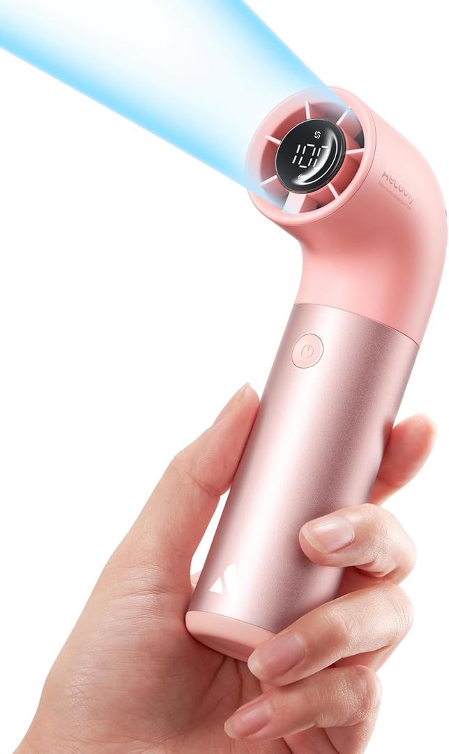 Aecooly Portable Handheld Fan, Powerful Turbo Mini Fan, 19000 RPM High Speed Aero Pro, 15H Max Cooling Time, 6 Speeds Aluminum Case, Pocket Rechargeable Personal Small Travel GIfts for Women Men -Pink