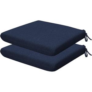 Honeycomb Outdoor Set of 2 Seat Pads, 18 x 17.5, Textured Solid Indigo Blue Universal Chair Cushions for Patio Furniture