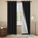 Soundproof 3-in-1 100% Blackout Curtains for Bedroom Living Room with Thermal Curtains for Winter Black 50x120 Inch,1 Panel