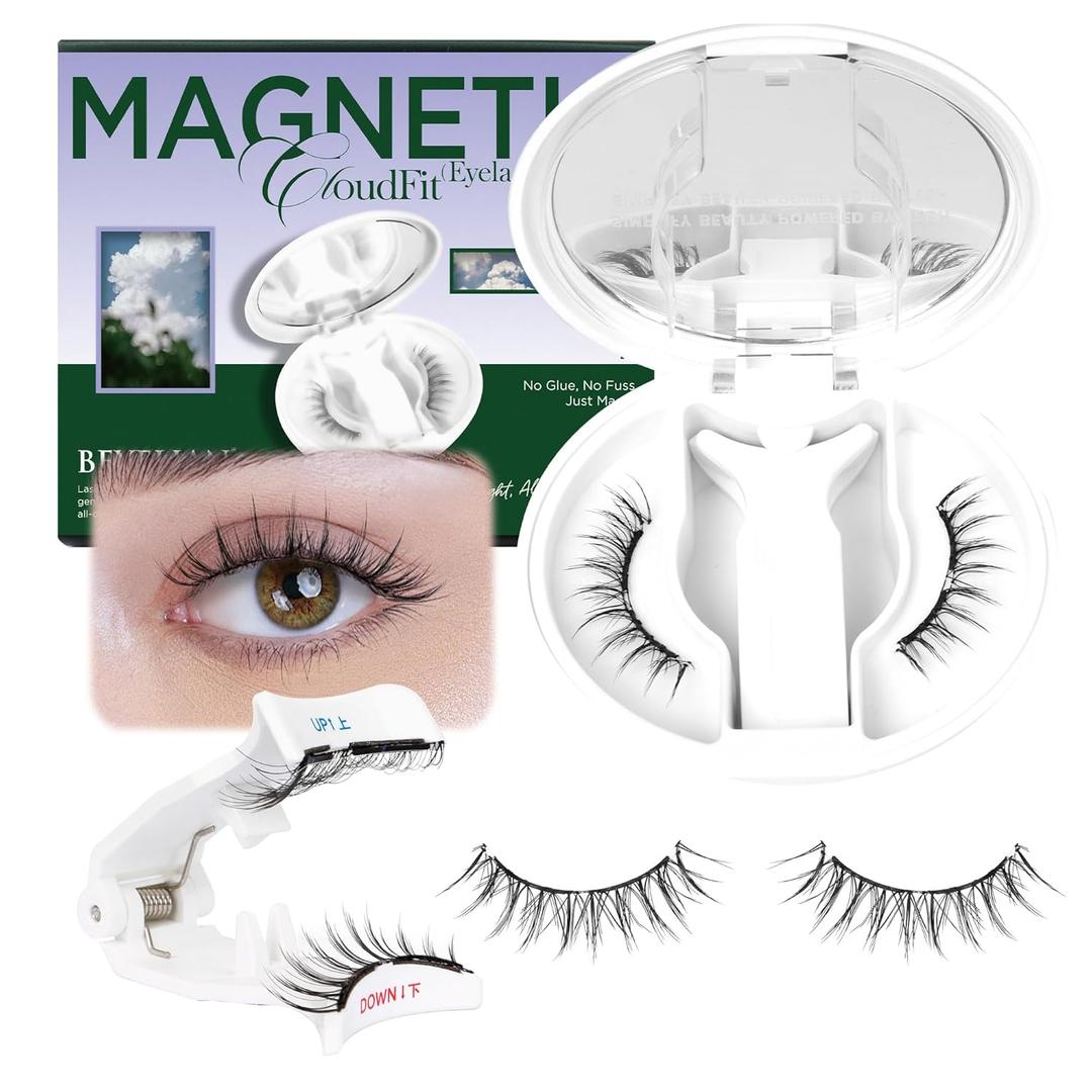 BEYELIAN Portable Magnetic Eyelashes with Applicator Kit All-In-One Box, Upgrade Soft Reusable Magnetic Lashes, No Glue Needed False EyelashesAYT35 (Lightweight & Comfortable)