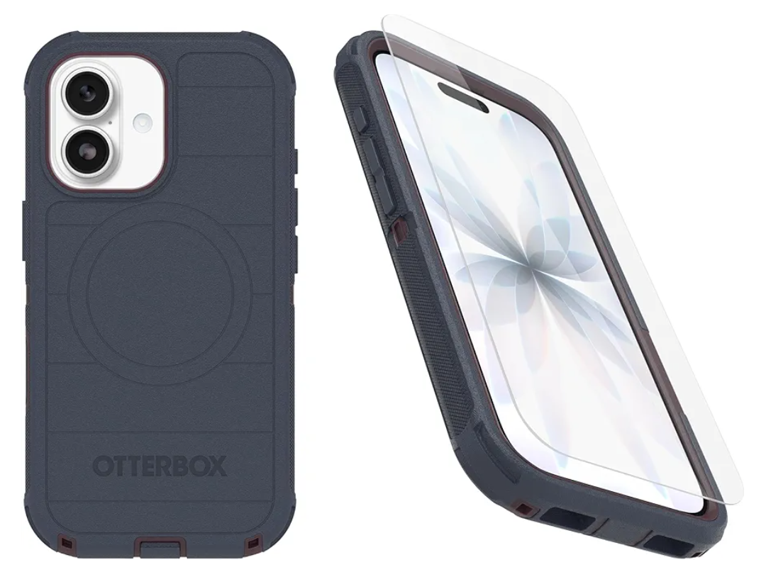 OtterBox iPhone 17 (Only) Bundle: Defender Series Case Indigo Tulip (Blue & Purple) - Case Only - Snaps on MagSafe