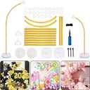 AerWo [Upgraded] Balloon Arch Kit 8.2ft+6ft, Gold Half Balloon Arch Stand with Base, Free Bending Top Curve Balloon Frame Stand for Floor Birthday Wedding Christmas Decorations