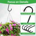 HiGift 8 Pack 12 Inch Long S Hooks for Hanging Plants, Large Plant Hooks for Hanging Baskets Heavy Duty, Black Extender Hooks for Kitchenware, Pergola, Closet, Flower Basket, Bird Feeder, Wind Chimes