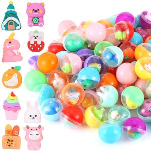 100 Pcs Gumball Machine Capsules Clear-Colored Mini Kawaii Round Capsule Toys Collection for Vending Machine Kindergarten Gift Easter Basket Stuffer Classroom Prize Party Favor 1.3 Inches
