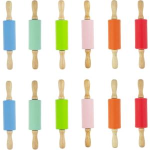 12 Pack Mini Small Rolling Pin 9 Inch Kids Rolling Pin Wooden Handle for Home Kitchen