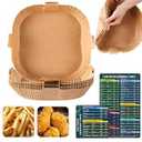 Air Fryer Disposable Paper Liner, Square Parchment Cooking Non-Stick, Baking Roasting Food Grade for Fryer, Microwave Oven, Frying Pan, Oil-proof, Water-proof (50PCS 7.9 Inch Natural)