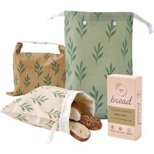 Reusable Beeswax Bread Bag for Homemade Bread & Sourdough Bread Storage Waxed Bread Bags, Organic Beeswax Cotton Bag Preservation Storage to Keep Fresh XL, L, M Set of 3