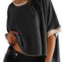 Dokotoo Summer Shirts 2026 Womens Solid T Shirts for Women Loose Oversized Tops Basic Tee, Medium