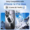 2 x Magnetic Hybrid Clear Case for iPhone 12 Pro Max - [Compatible with MagSafe] [Built-in Camera Protector] [Not Yellowing] Hard Transparent Back Silicone Edge Phone Case Cover, 6.7", Clear