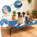 STARLATTA Elevated Cooling Dog Bed for Large Dogs,Waterproof Outdoor Pet Cot with Washable Breathable Mesh,Non-Slip Feet,Comfortable Dry Raised Dog Bed,50.8 x 31 x 8 Inches,Blue
