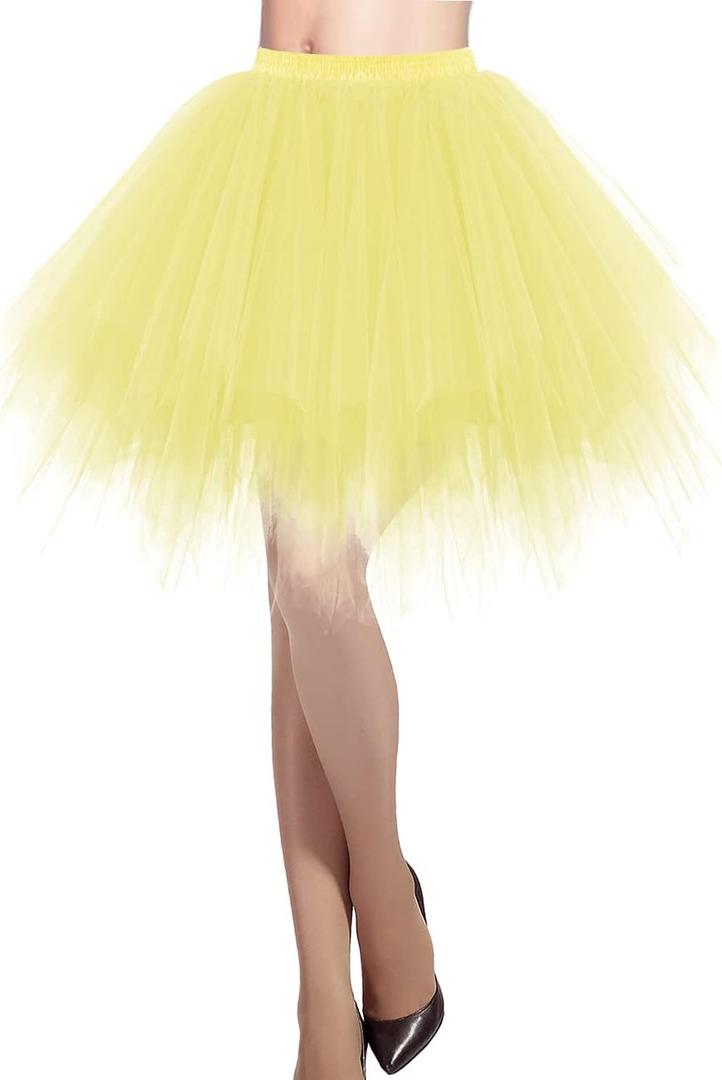 DRESSTELLS Women's Short Tutu Ballet Bubble Skirt 50's Tulle Party Vintage Petticoat (Yellow)