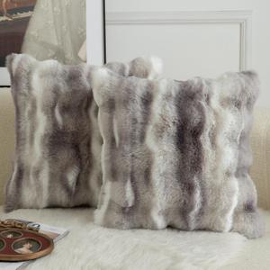 MANDIOO Pack of 2 Thick Plush Wool Decorative Throw Pillow Covers Super Soft Wave Bubble Fur Velvet Cushion Covers Pillow Shams for Couch Bed Living Room 18x18 Inch White Gray