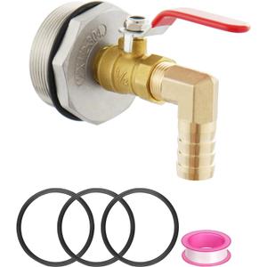 2" Drum Faucet for 55 Gallon Drum,Brass Rain Barrel Spigot with EPDM Gasket 90 Degree 3/4" Outlet