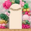 Albassa 6.6FT Arch Cover 2-Sided Spandex Fitted Arch Backdrop Cover Round Top Chiara Stand Covers for Baby Shower Birthday Party Wedding Decoration (Beige, 6.6FT)