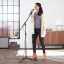 Amazon Basics Sturdy Portable Microphone Boom Arm Stand, Height Adjustable with Cable Management, Foldable Tripod Base, Up to 85.75", Black
