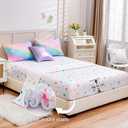 A Nice Night 6Pcs Gradient Glitter Bedding Set for Girls, Colorful Rainbow Galaxy Comforter Set, Ultra Soft Bedding Sets (Pink,Queen 6Pcs)