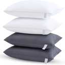 Bed Pillows for Sleeping - Pillows Standard Size Set of 4, Soft Hotel Pillows with Down Alternative Filling for Side, Back & Stomach Sleepers, Fluffy Pillows for Bed (2 White & 2 Grey)