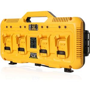 Upgraded 8A Fast Battery Charger Station for Dewalt Batteries, 4 Port 32A Total Output, 4X Faster Charging, DCB104 Charger, Fits 12V MAX, 20V MAX & Flex 20V/60V Batteries, Compatible with Toughsystem