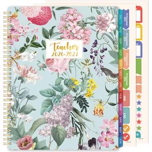 Teacher Planner 2026-2027 - Teacher Lesson Planner 2026-2027 with Colorful Tabs, July 2026 - June 2027, 26-27 Teacher Planners Weekly and Monthly, 8.3" x 11", Academic Year Lesson Plan Book, Twin-Wire Binding - Floral (updated version)